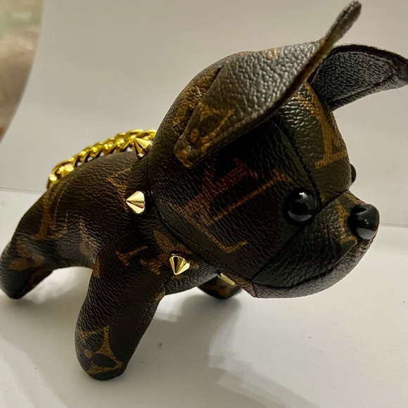 Piper k dragonfly bag - Gem Stunning, Brown Spiky Gold Collared Dog Handbag Charm, Key Chain